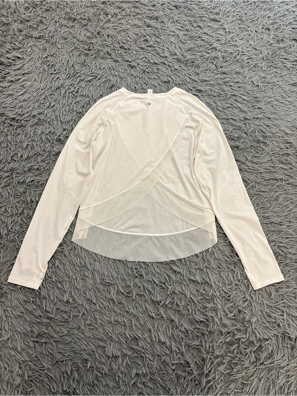 Lululemon Quick Pace Women’s White Mesh Trim Tulip Wrap Long Sleeve Top Size 6